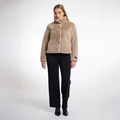 Vie Short Faux Fur Jacket - Oat