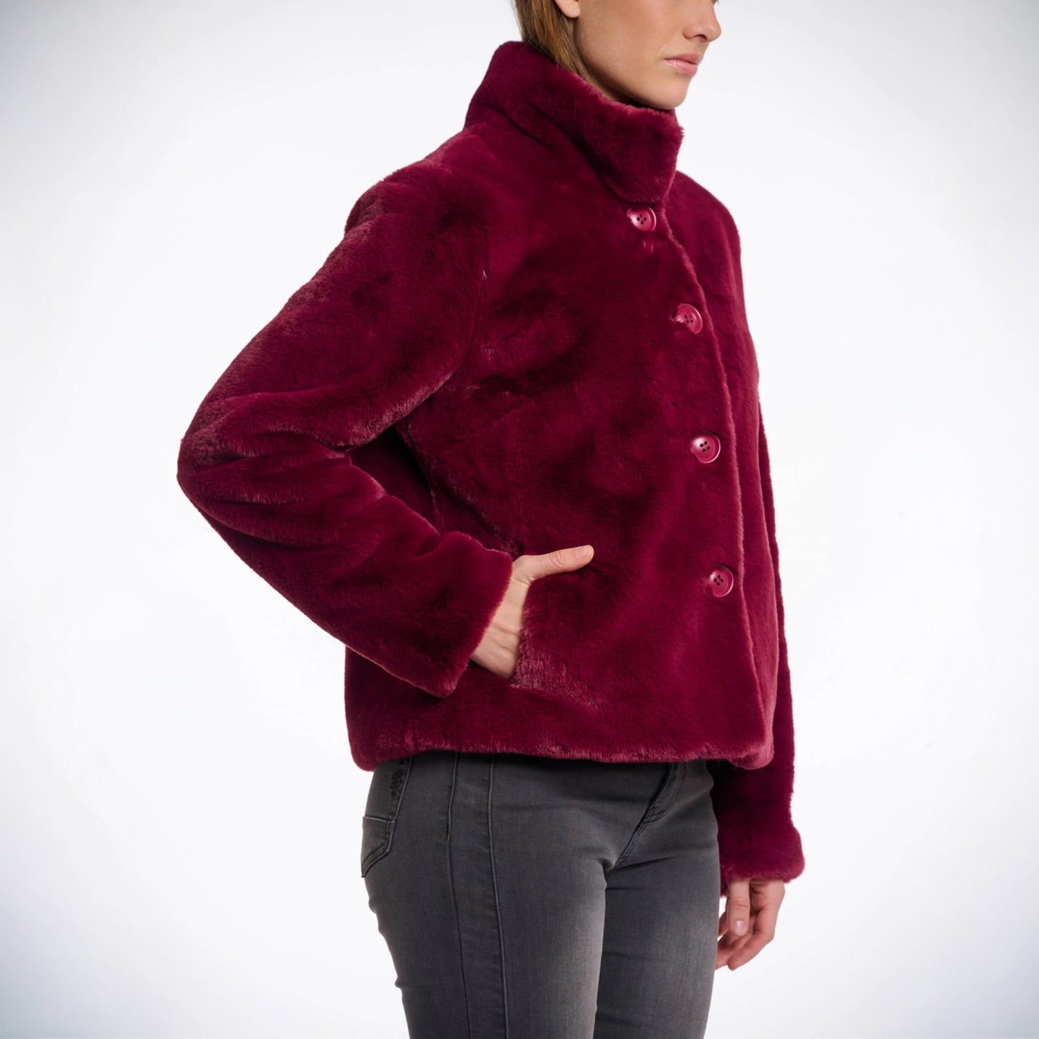 Vie Short Faux Fur Jacket - Sugar Plum