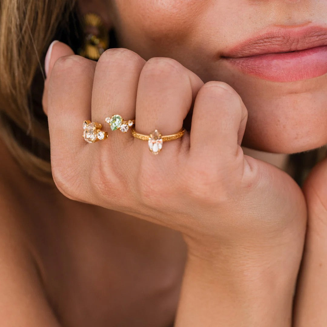 Vivi Ring Gold - Chrysolite/Light Silk