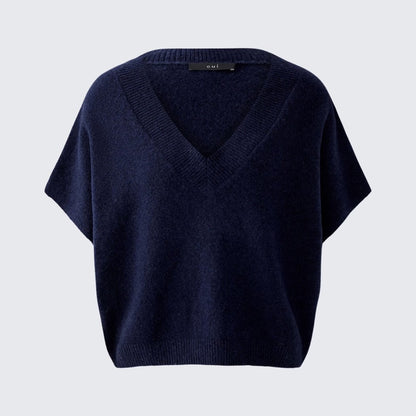V Neck Knitted Tank - Navy