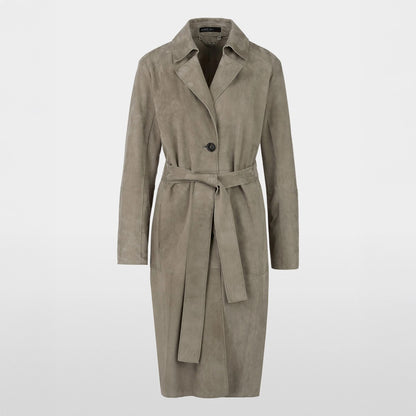 Washable Suede Long Jacket - Khaki