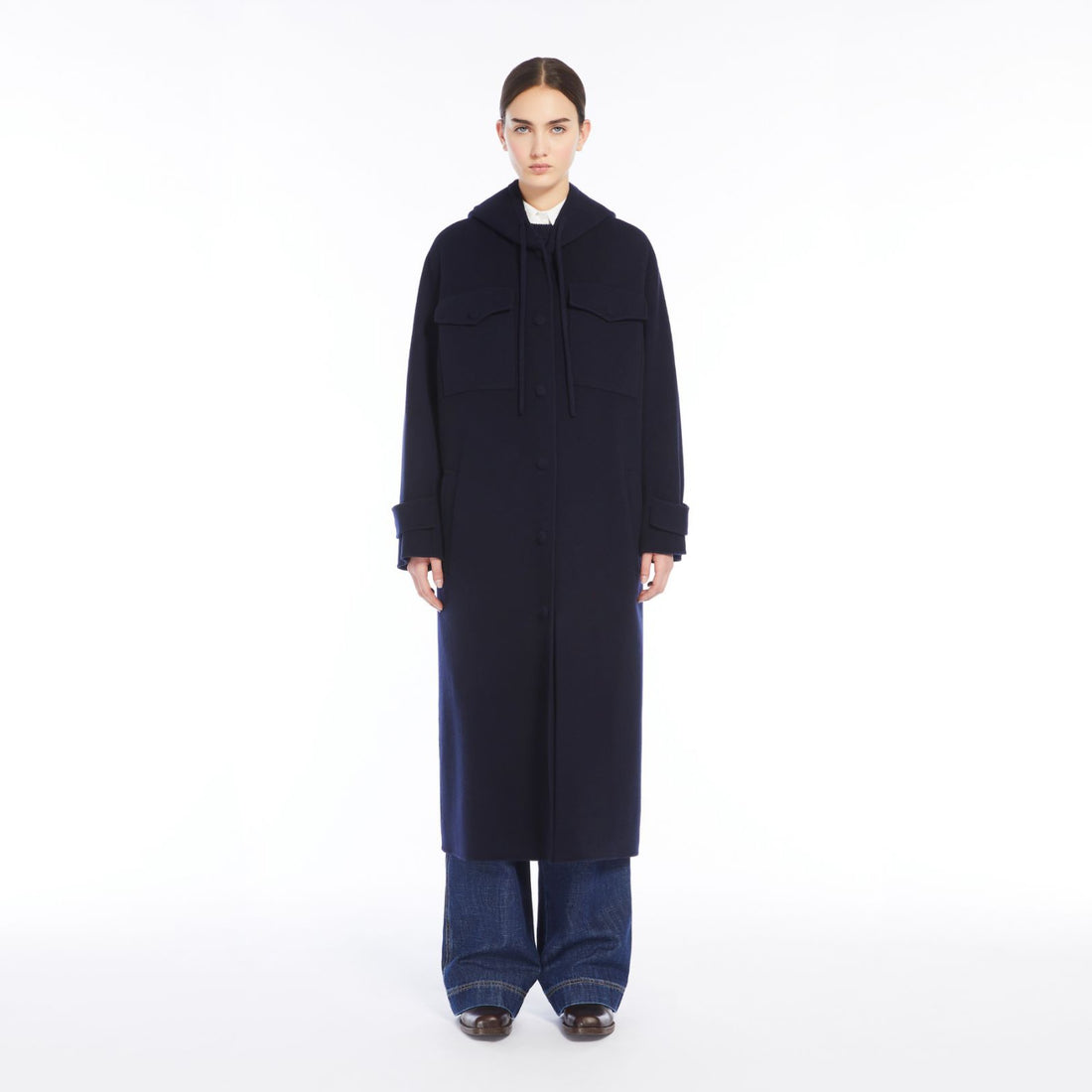 Levante Double Face Long Coat - Navy