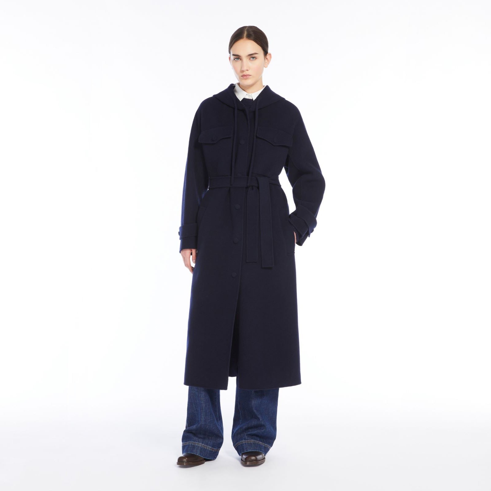 Levante Double Face Long Coat - Navy