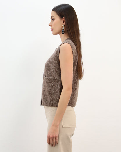 Silk Cashmere Waistcoat - Pecan