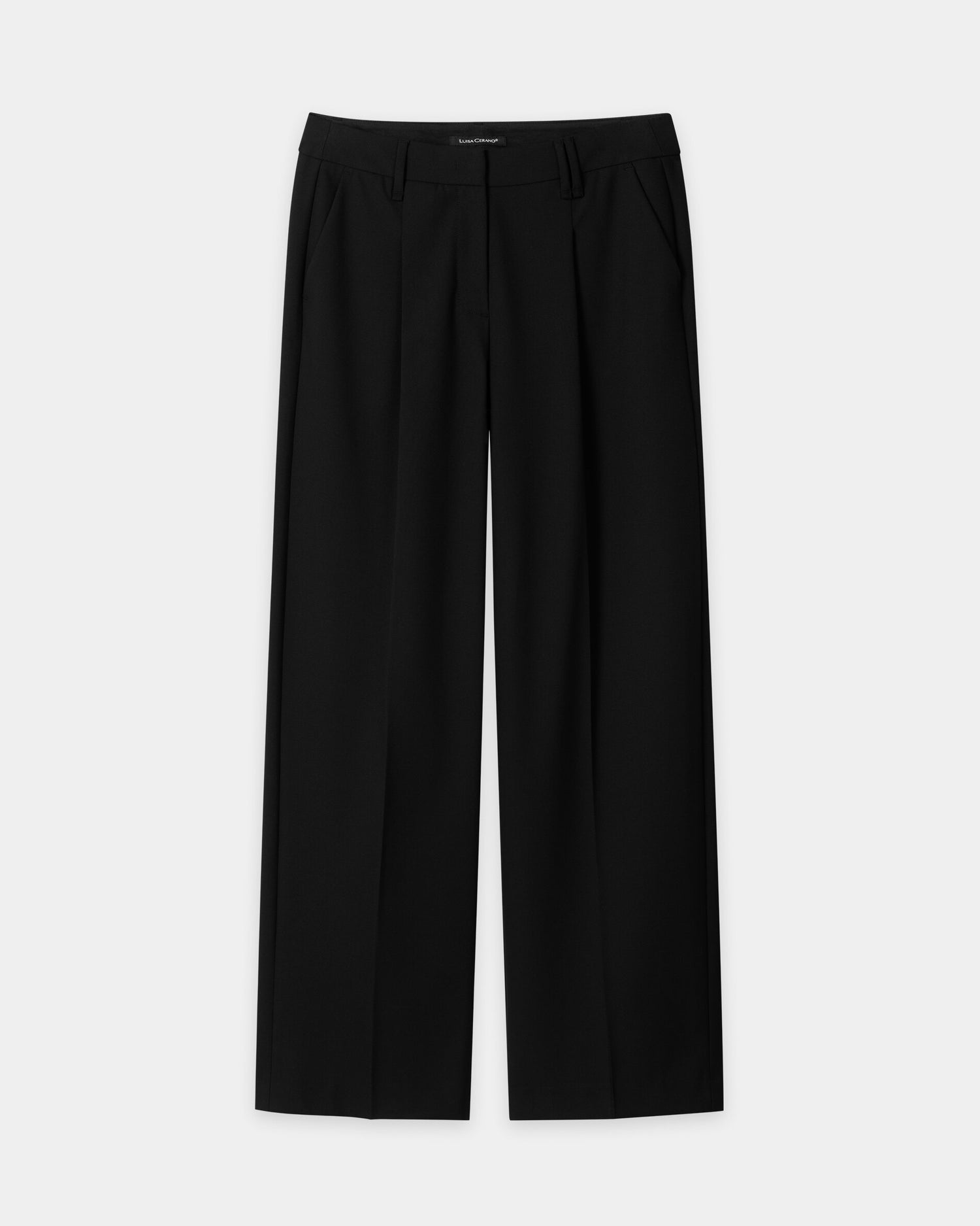 Wide Leg Pleated Pants - Black