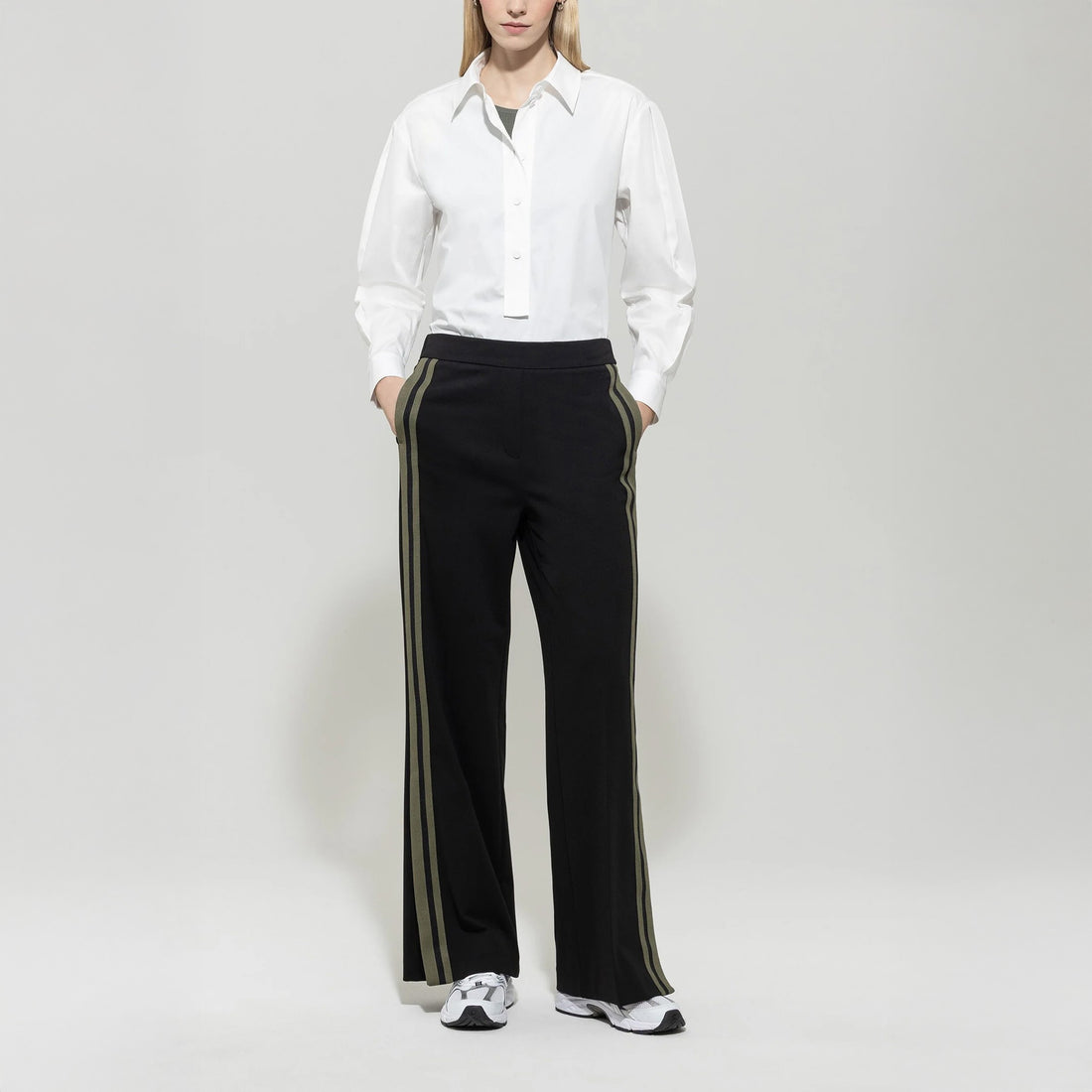 Wide Leg Punto Milano Trousers - Deep Black