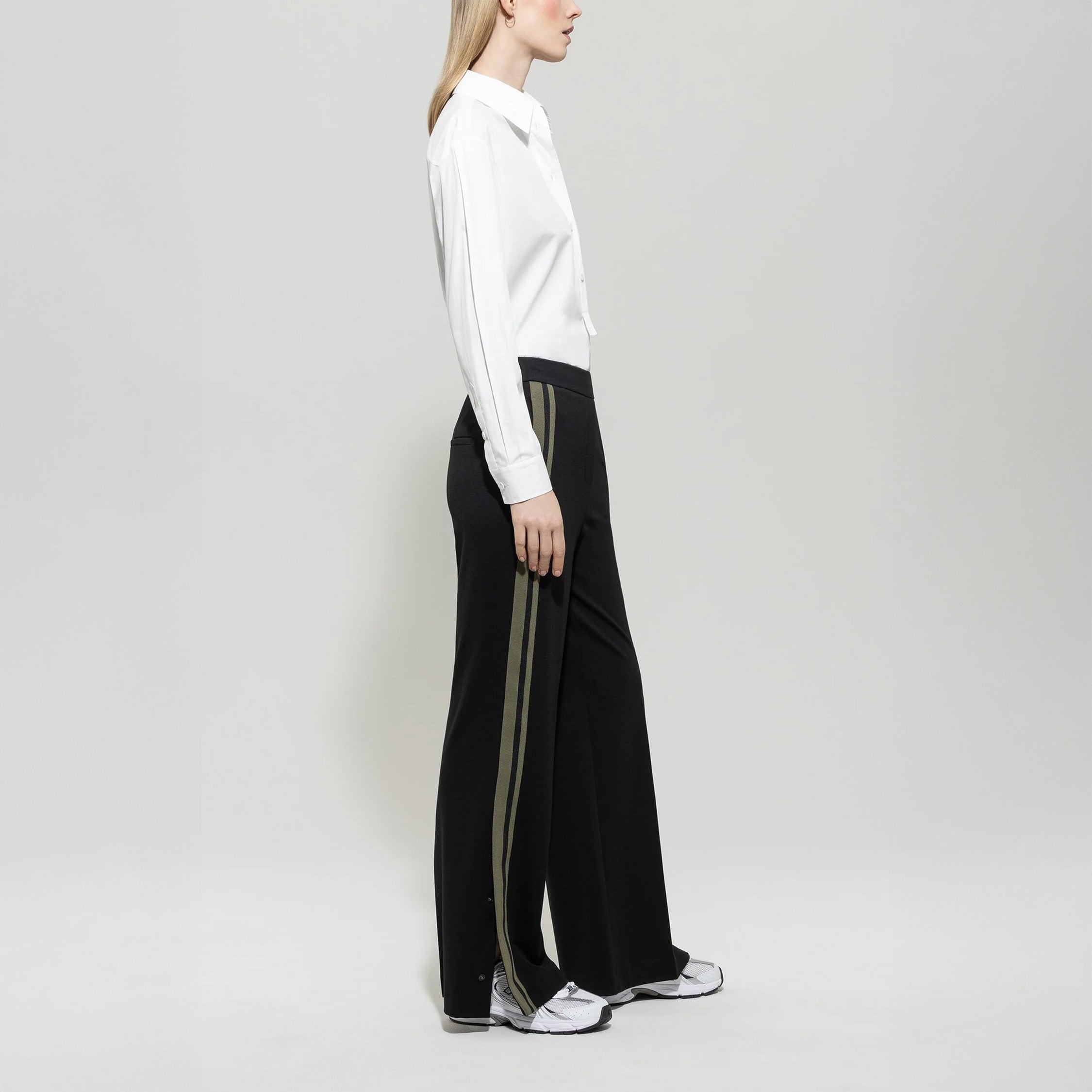 Wide Leg Punto Milano Trousers - Deep Black