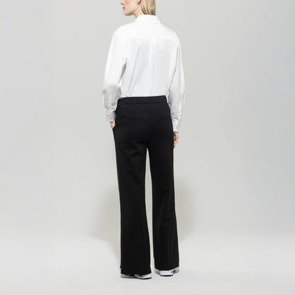 Wide Leg Punto Milano Trousers - Deep Black