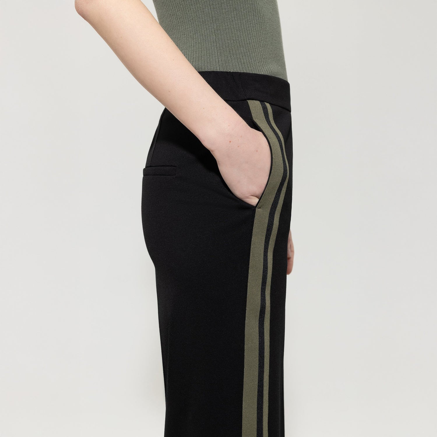 Wide Leg Punto Milano Trousers - Deep Black