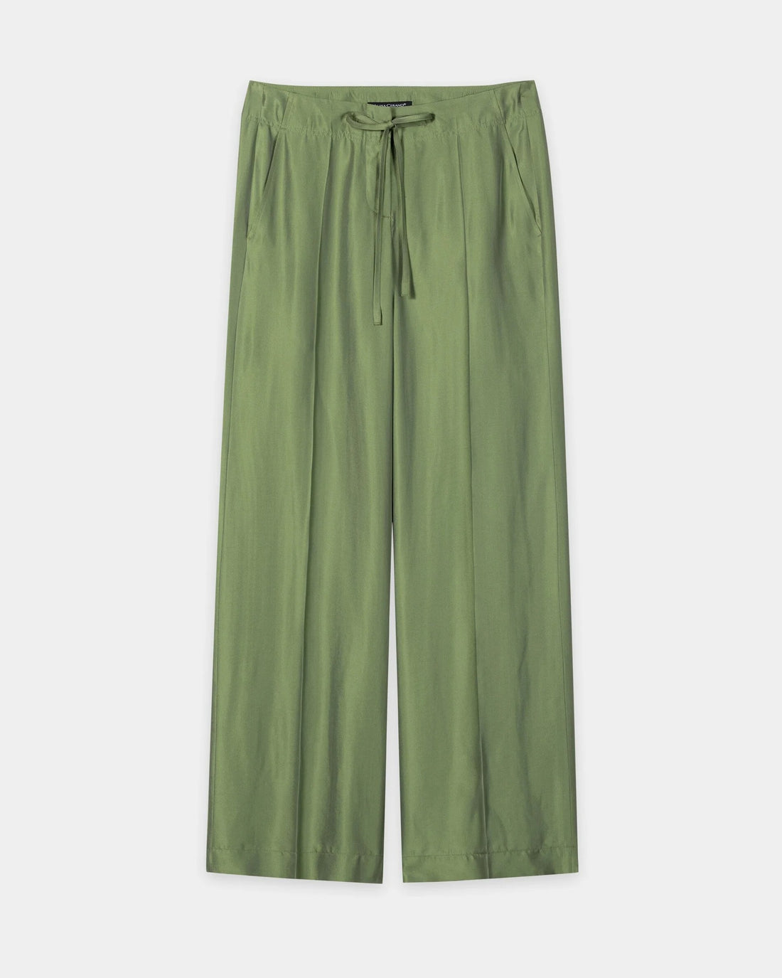Wide Leg Silk Trouser - Moss Green