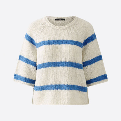 Wide Stripe Jumper - Off White / Blue