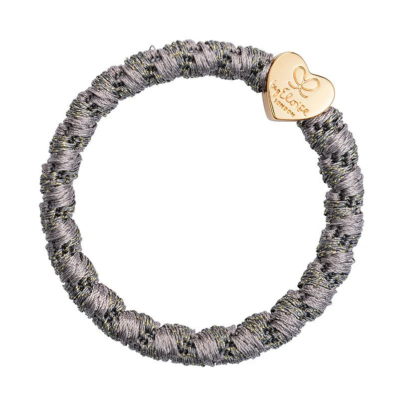 Woven Gold Heart - Pebble Grey