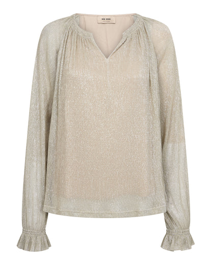 Ximena Glam V-Neck Blouse - Mourning Dove