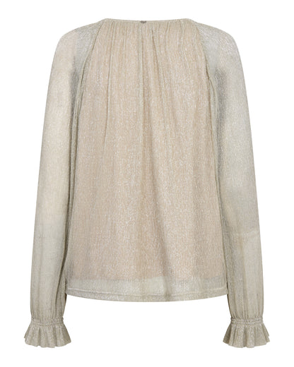 Ximena Glam V-Neck Blouse - Mourning Dove