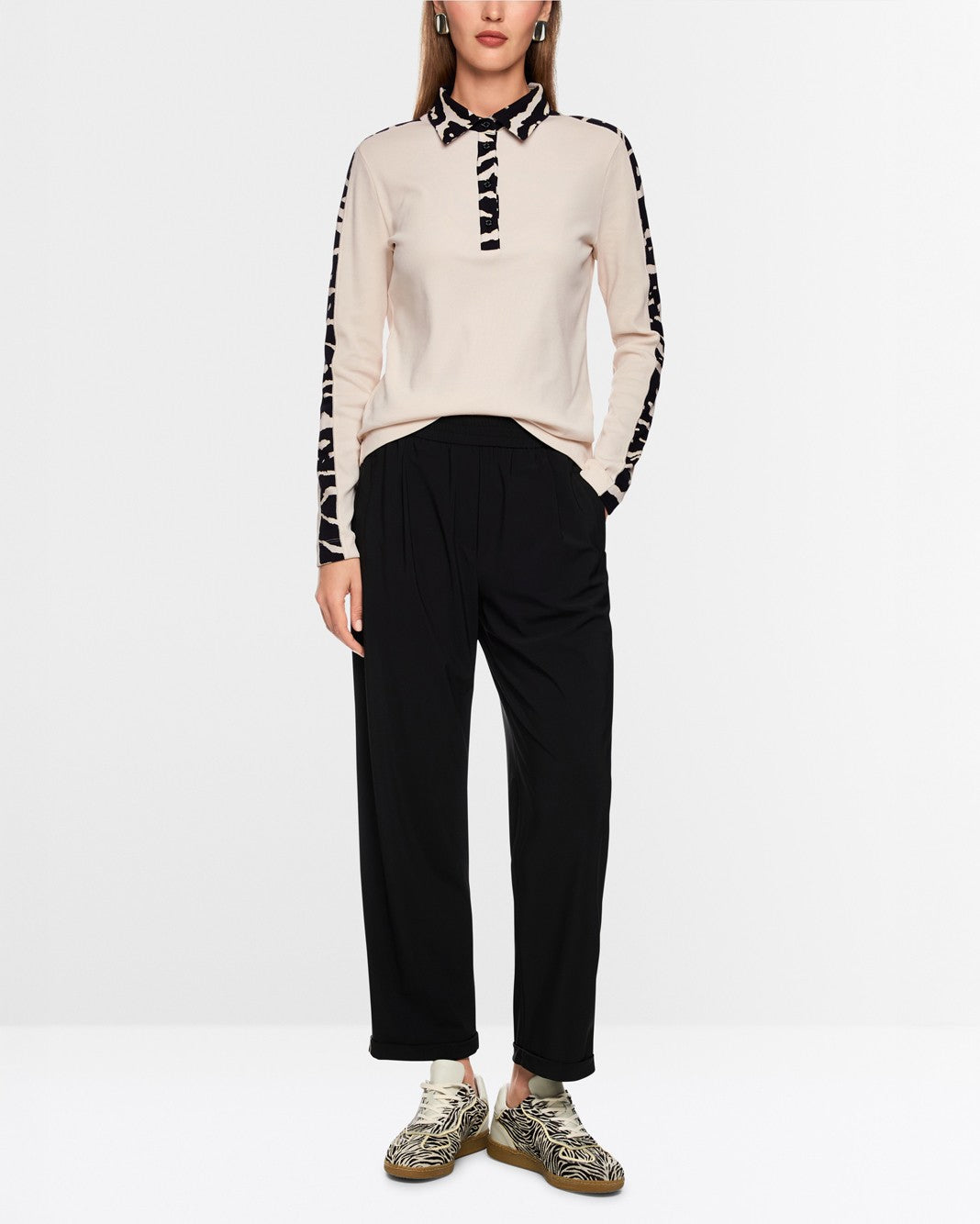 Zebra Collared Polo - Beige