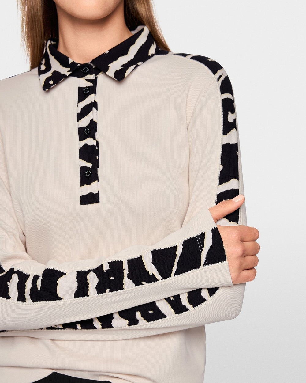Zebra Collared Polo - Beige