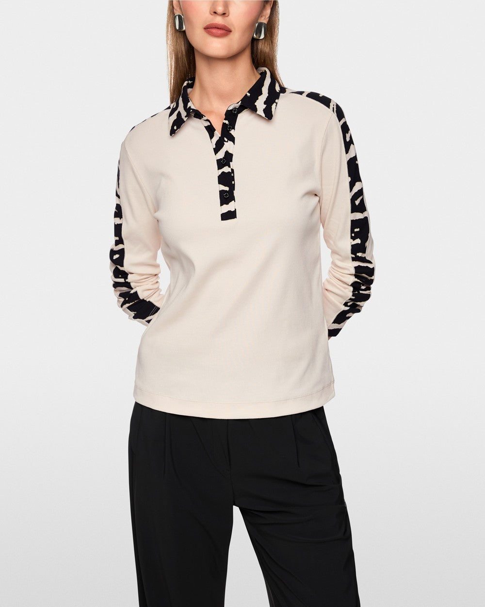 Zebra Collared Polo - Beige