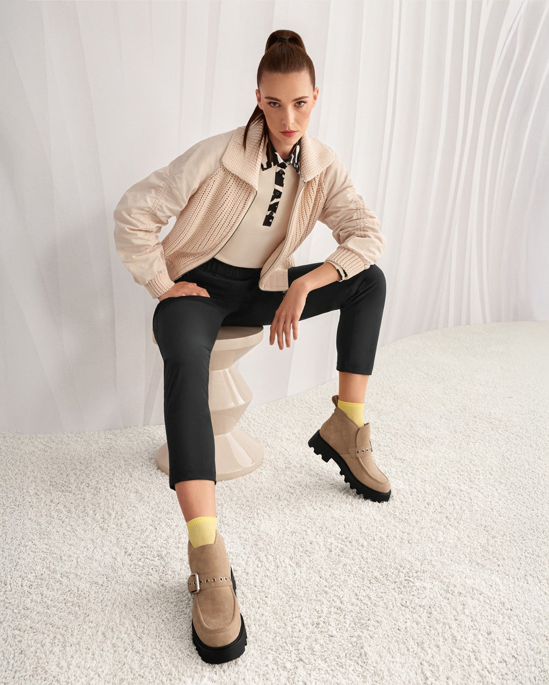 Zebra Collared Polo - Beige