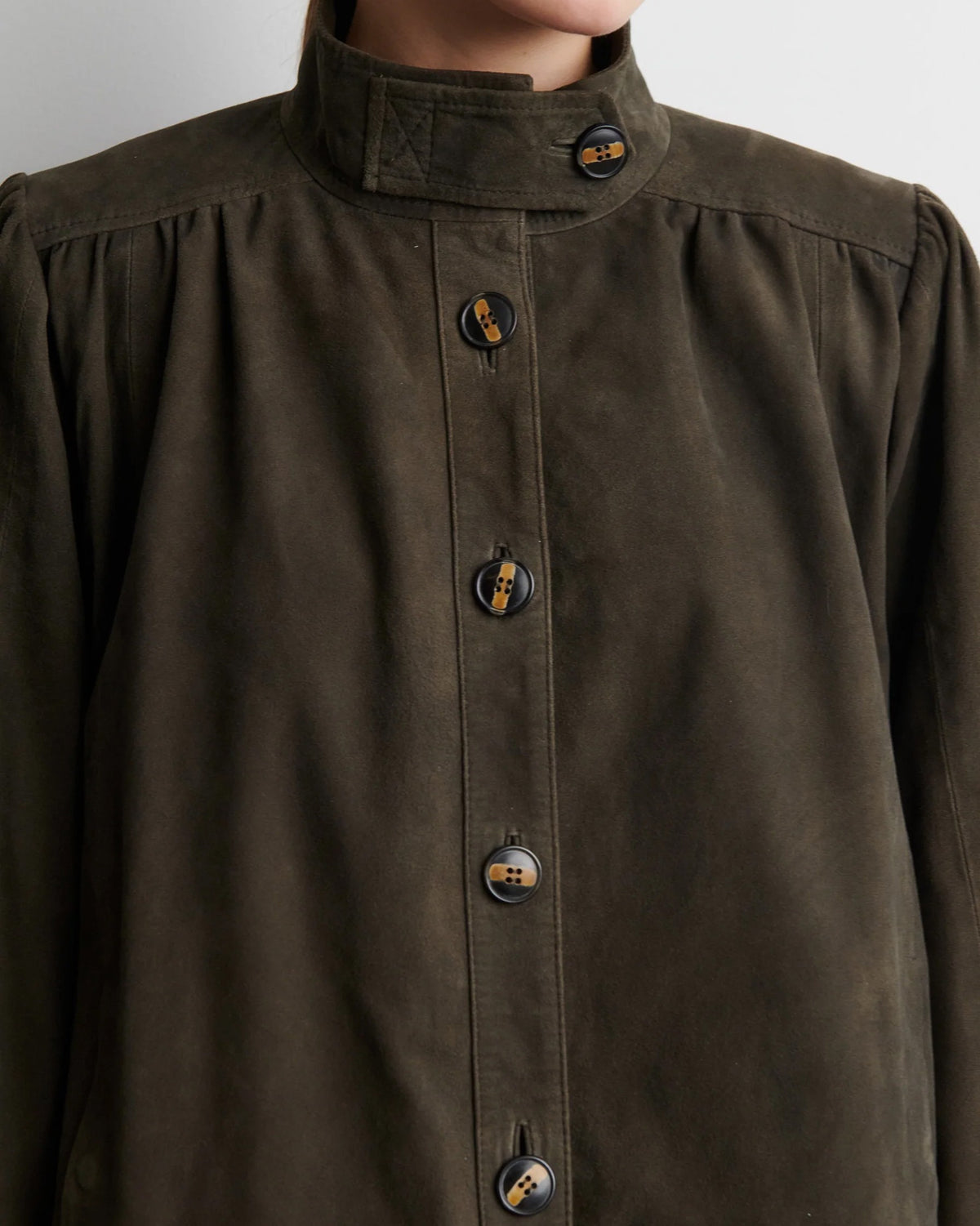 Zonie Suede Jacket - Black Olive