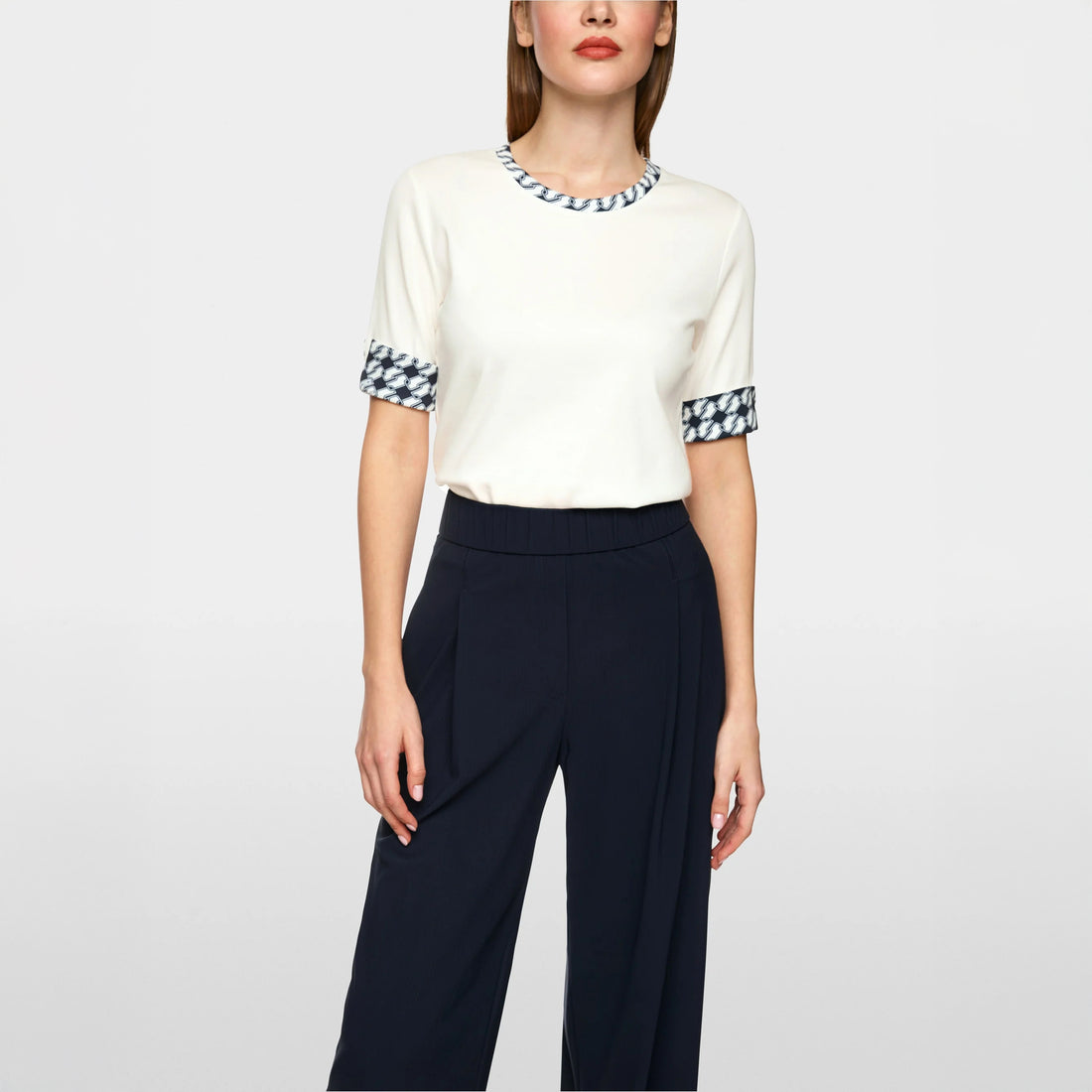 Short Sleeve Link Print Detail T-Shirt - Off White