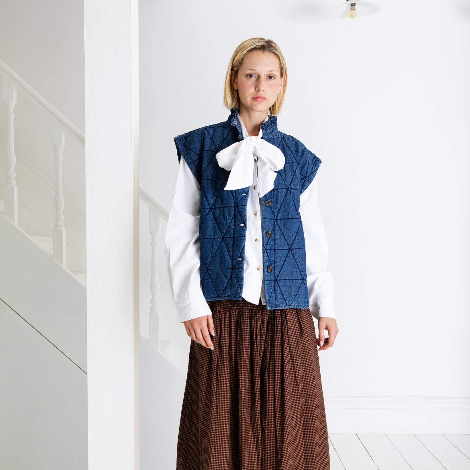 Stina Quilted Denim Gilet - Denim
