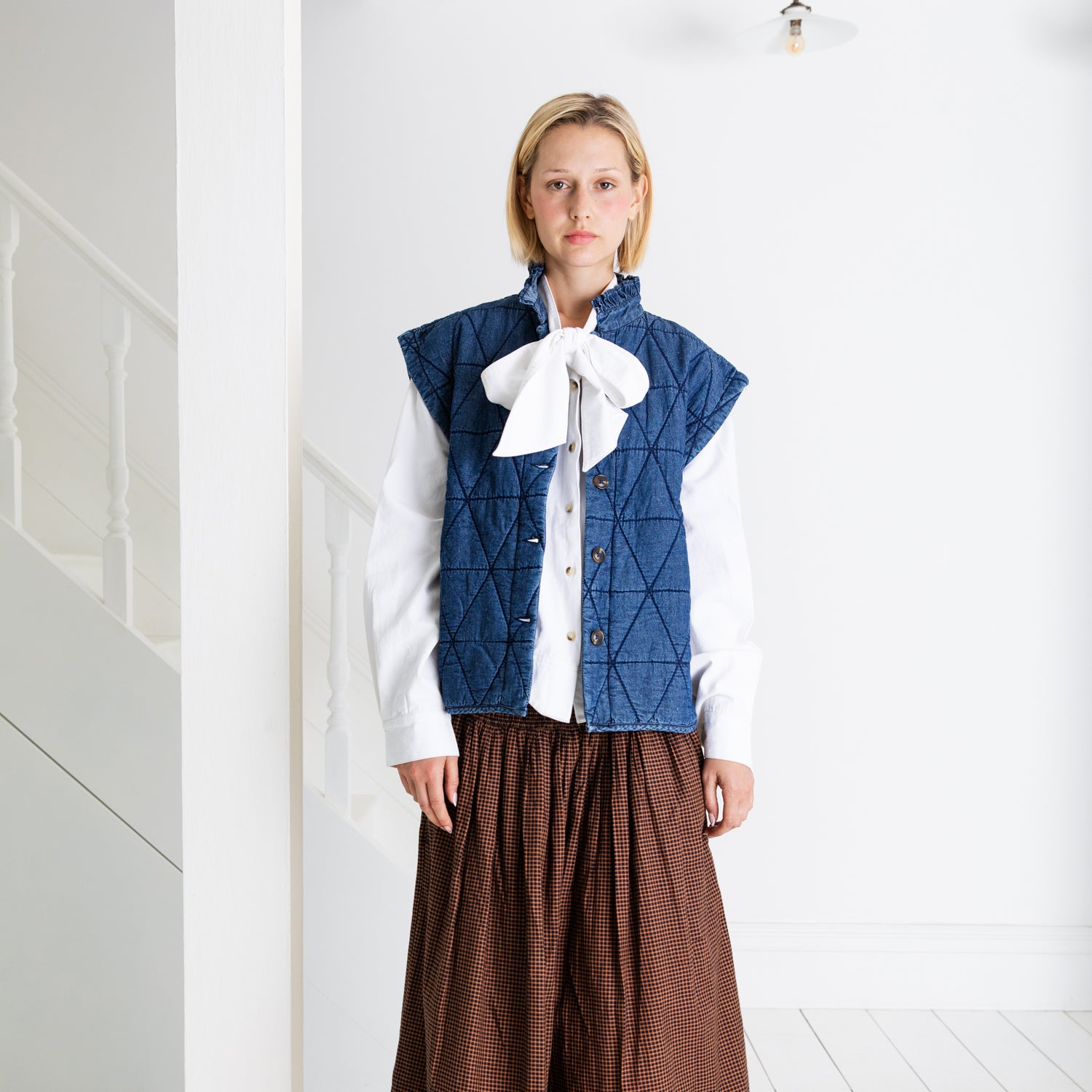 Stina Quilted Denim Gilet - Denim