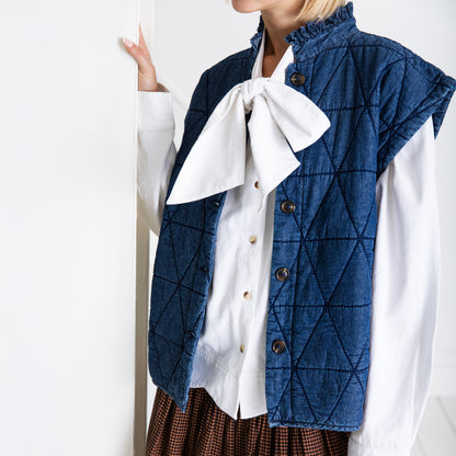 Stina Quilted Denim Gilet - Denim