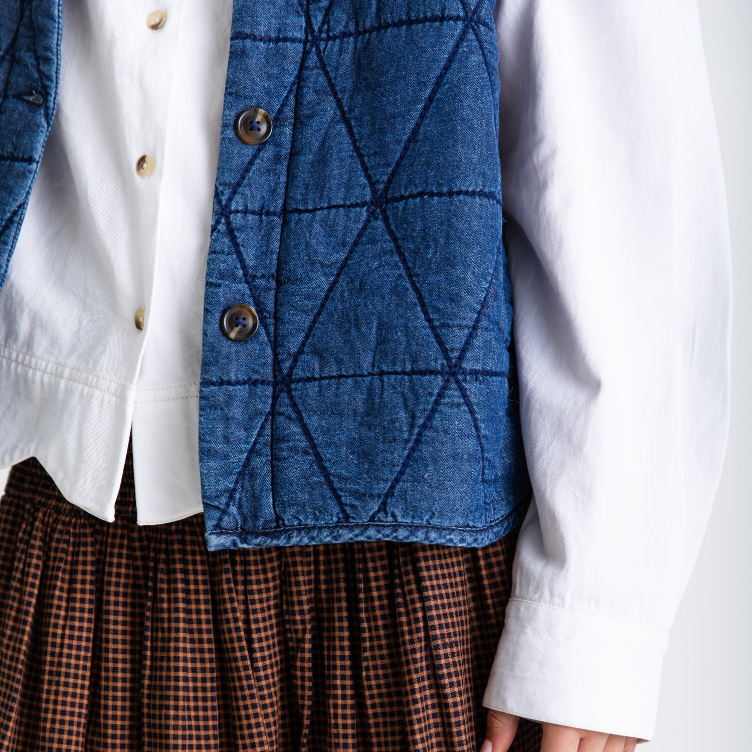 Stina Quilted Denim Gilet - Denim
