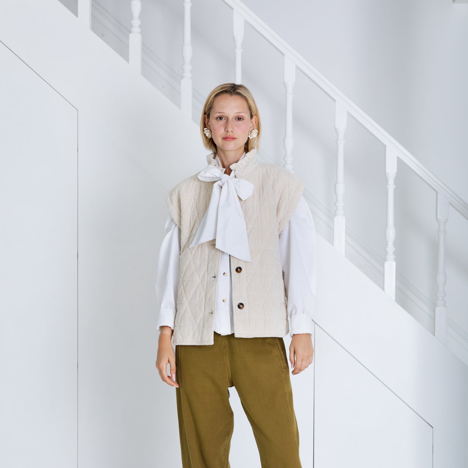 Stina Cord Gilet - Ecru