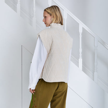 Stina Cord Gilet - Ecru