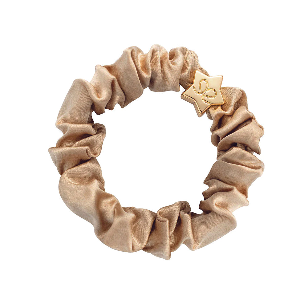 Gold Star Silk Scrunchie - Sand