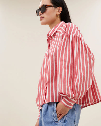 Sarah Short Sleeve Blouse - Red Stripe