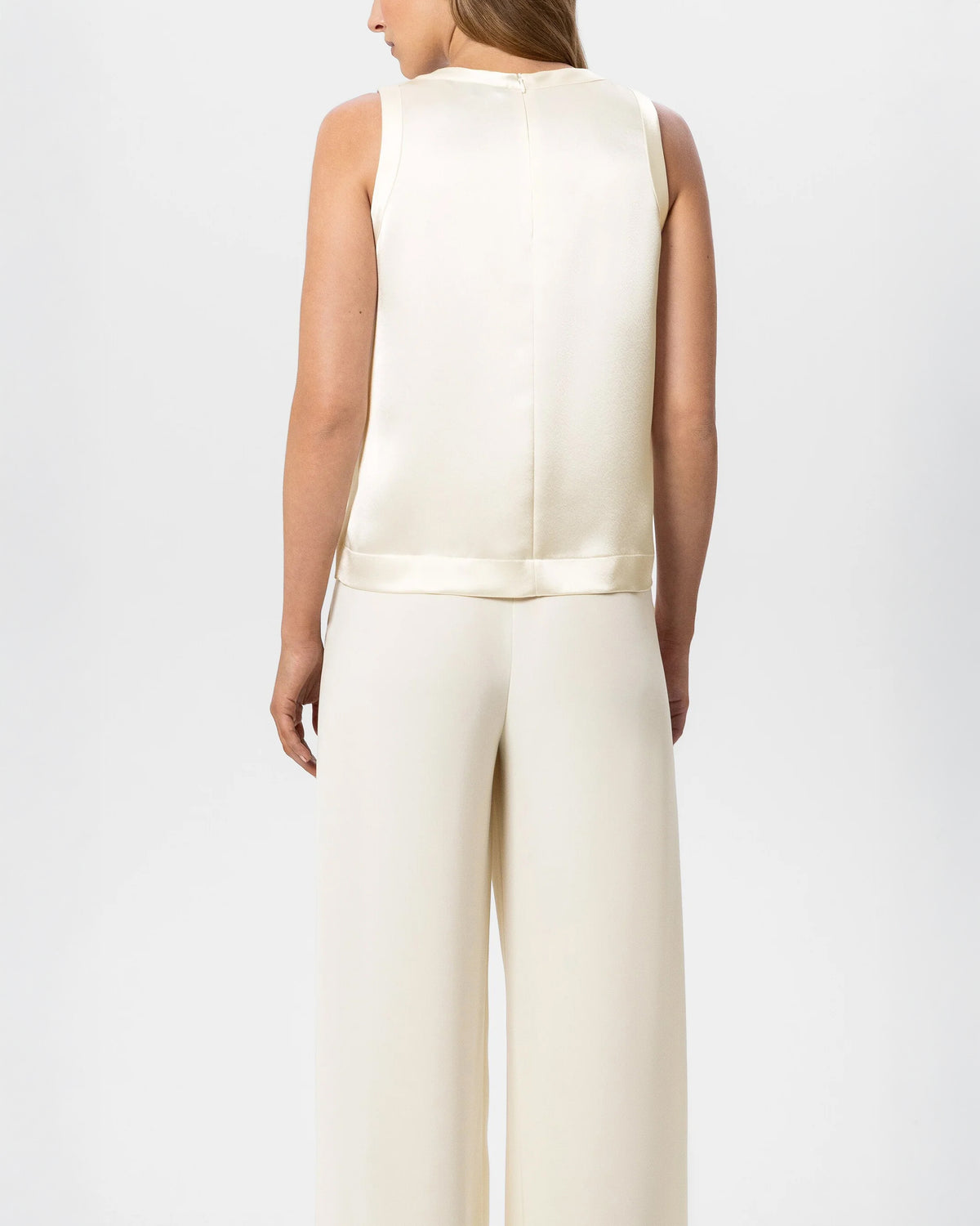 Satin Effect Blouse Top - Eggshell