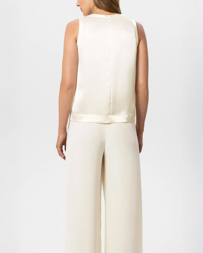 Satin Effect Blouse Top - Eggshell