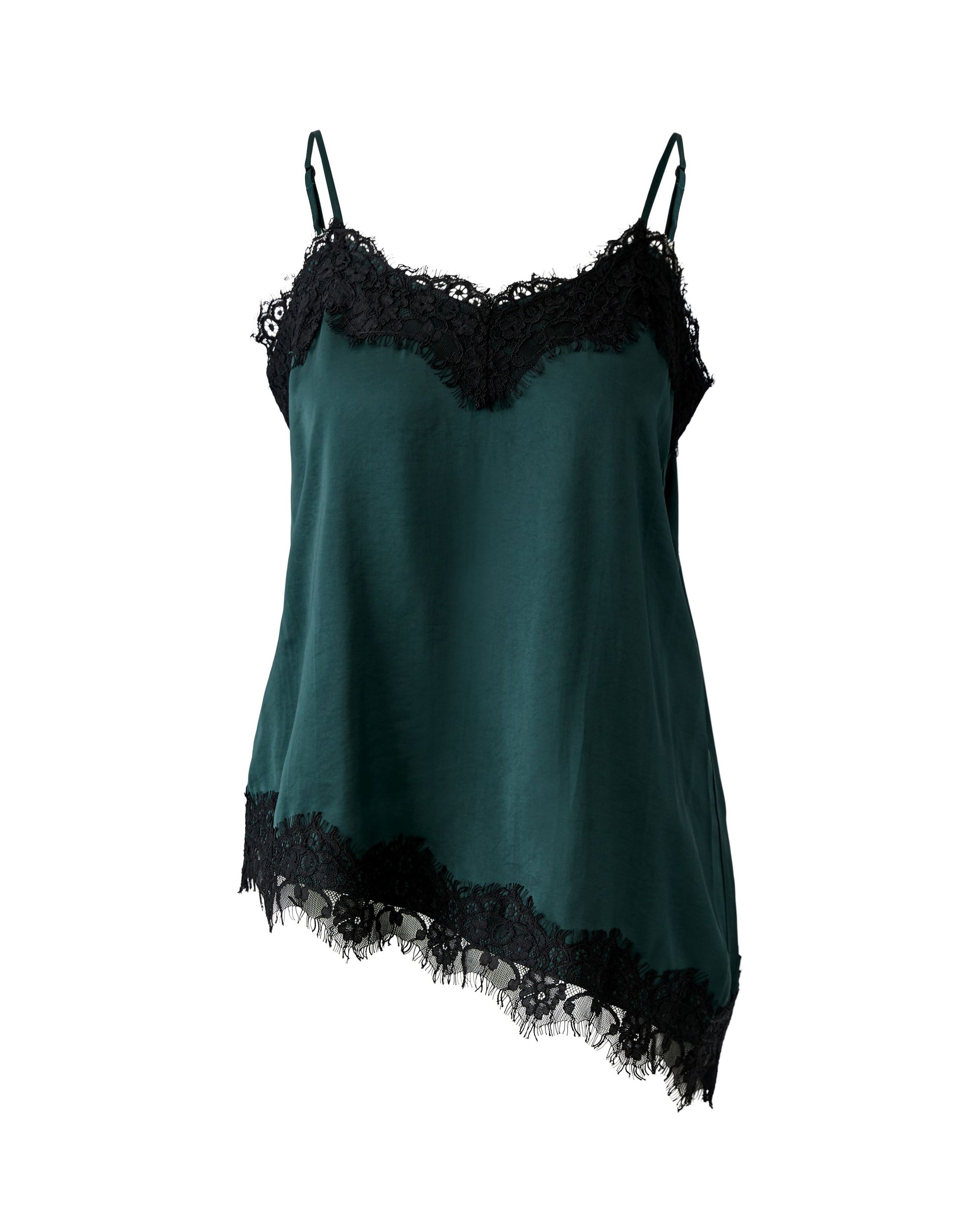 Satin Lace Cami - Scarab Green
