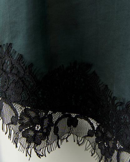 Satin Lace Cami - Scarab Green