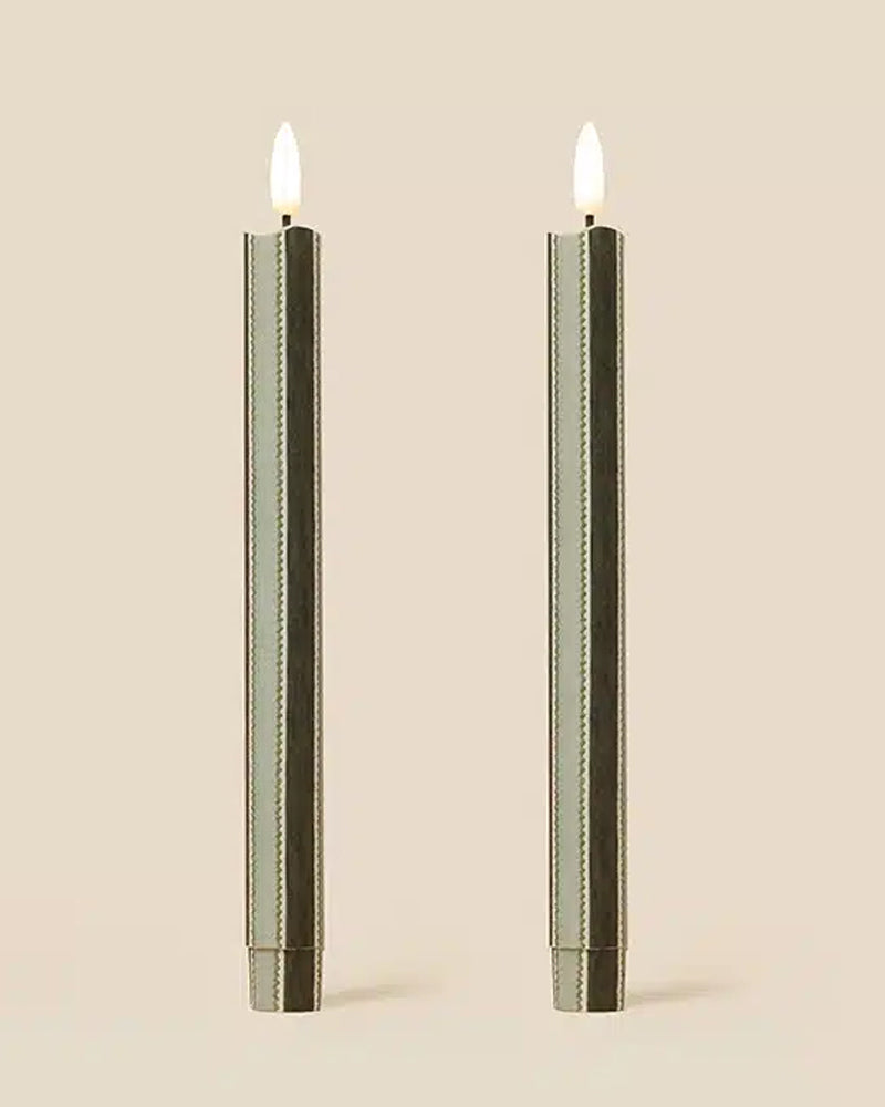 Scallop Samba Flameless Led Taper Candle - Mint Julep