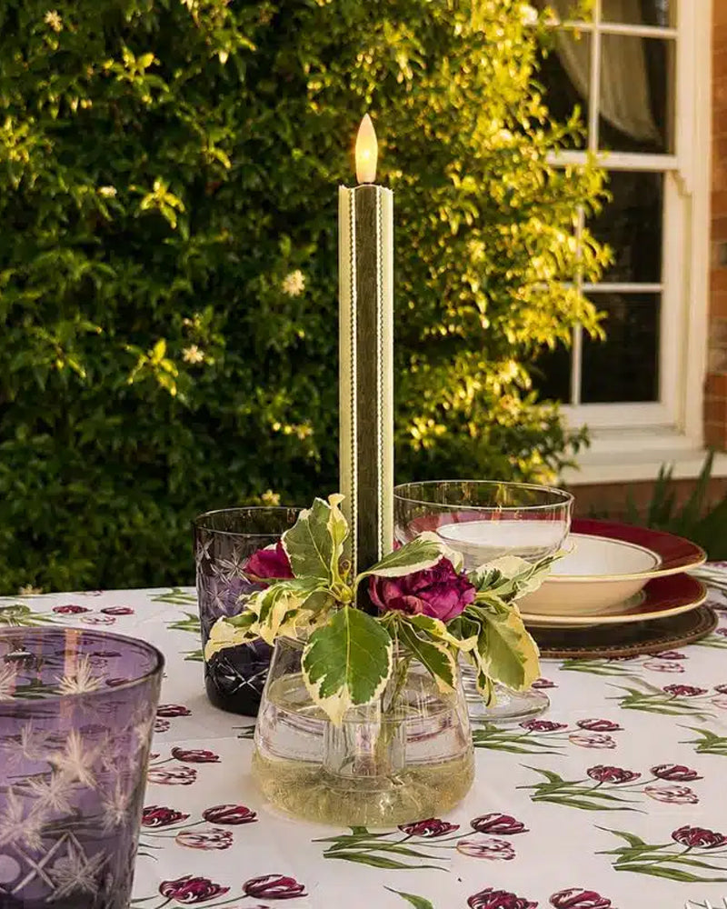 Scallop Samba Flameless Led Taper Candle - Mint Julep