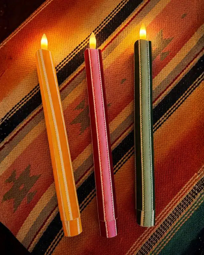 Scallop Samba Flameless Led Taper Candle - Mint Julep