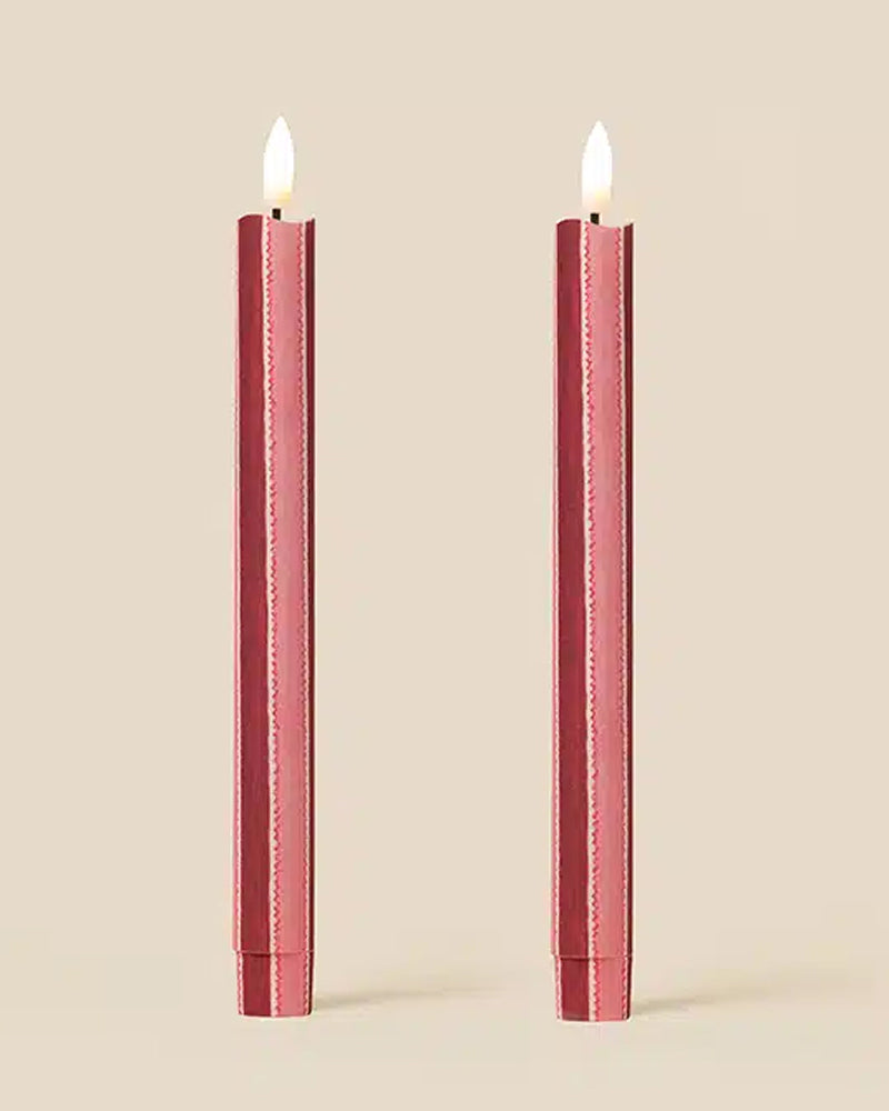 Scallop Samba Flameless Led Taper Candle - Raspberry Ripple