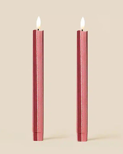 Scallop Samba Flameless Led Taper Candle - Raspberry Ripple