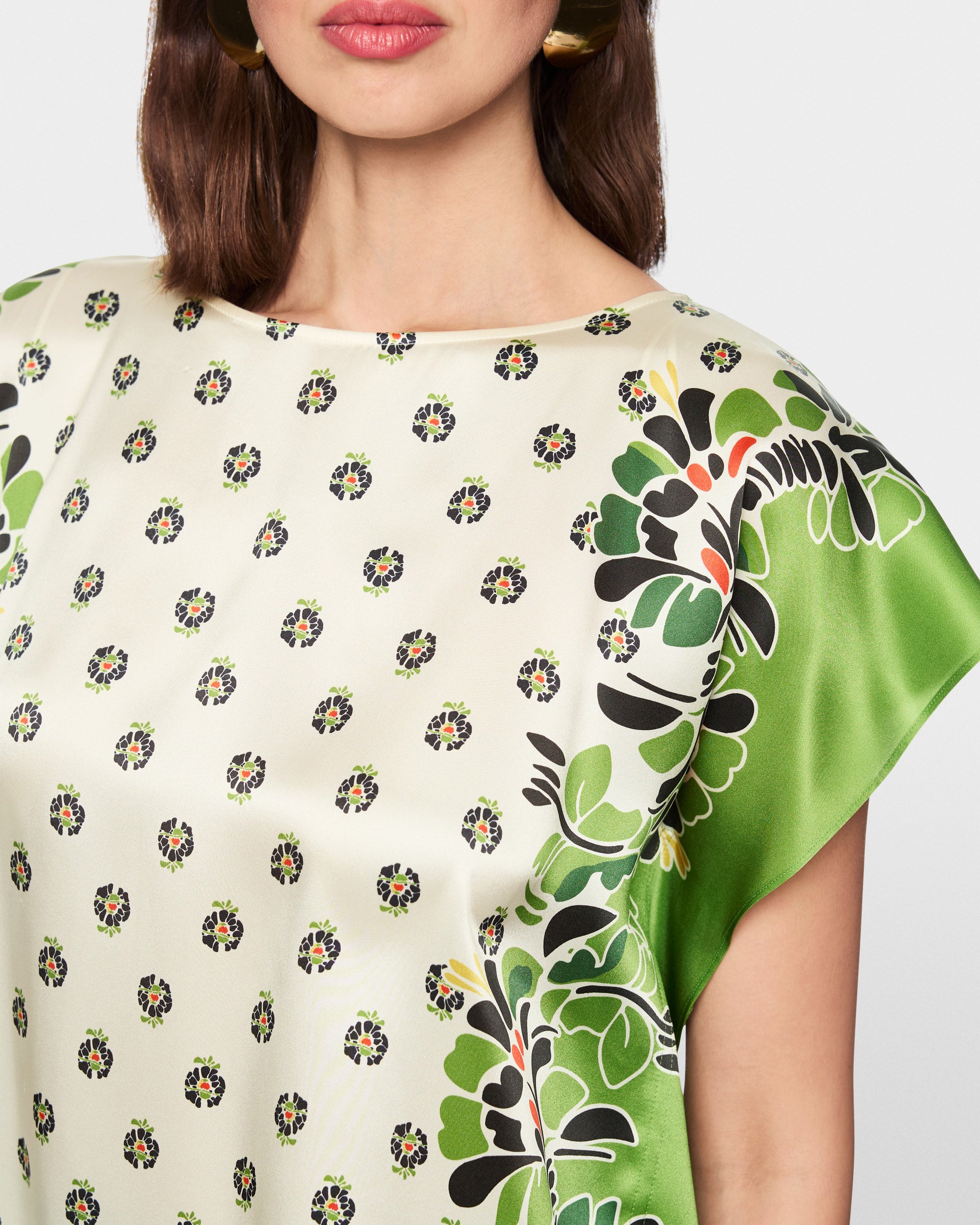 Scarf Print Top - Green