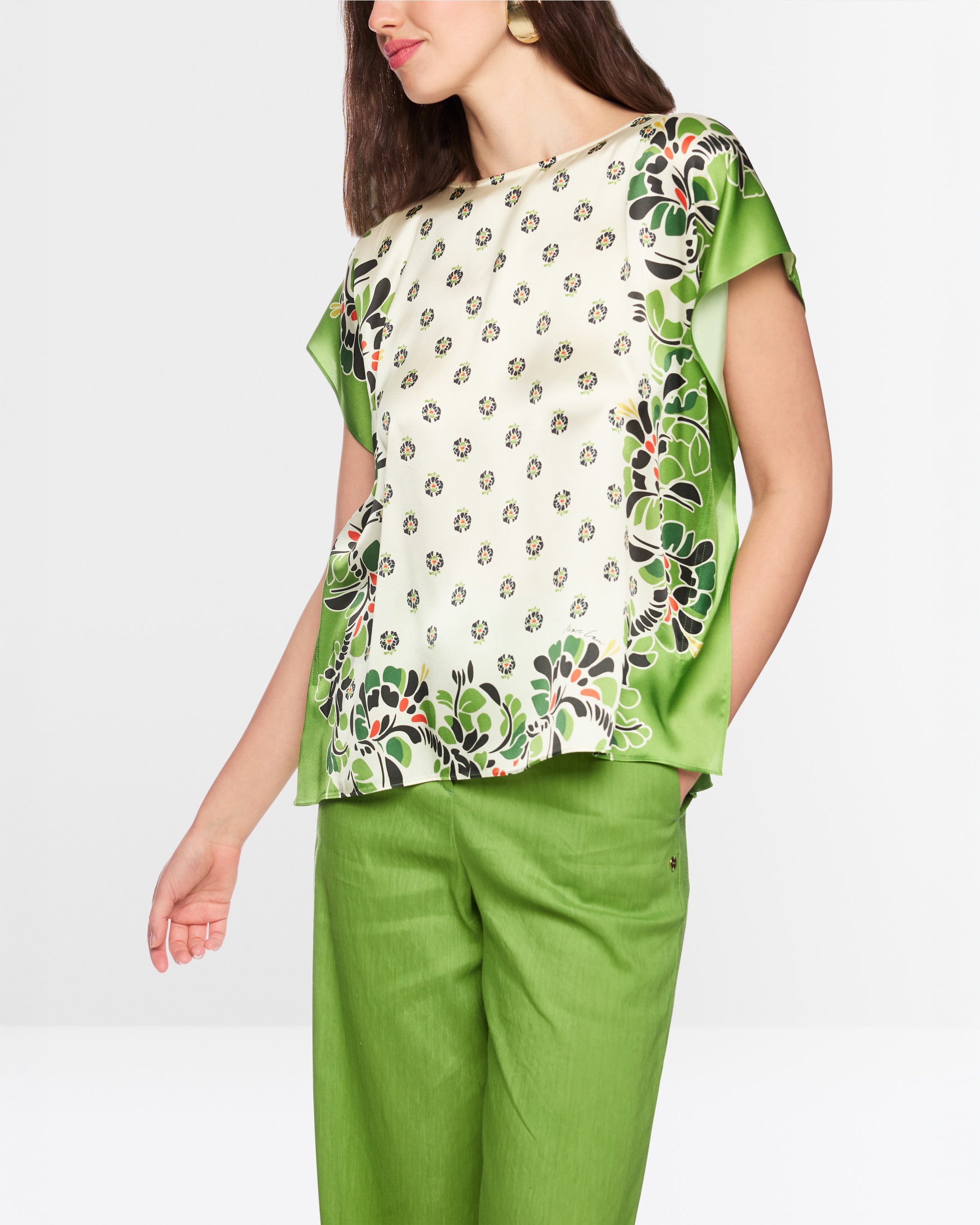 Scarf Print Top - Green
