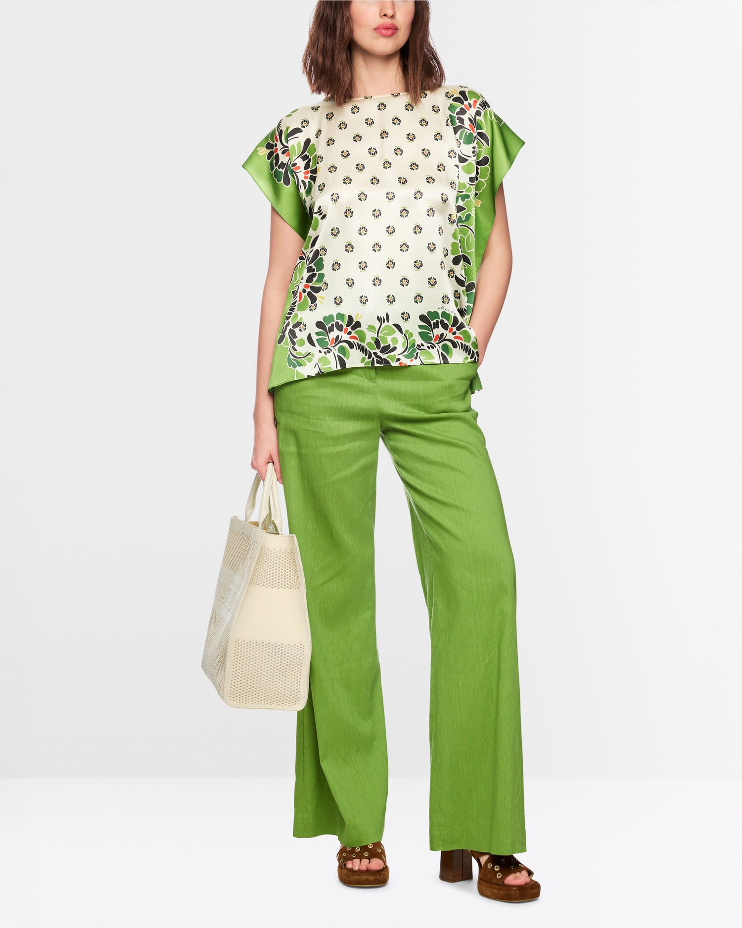 Scarf Print Top - Green