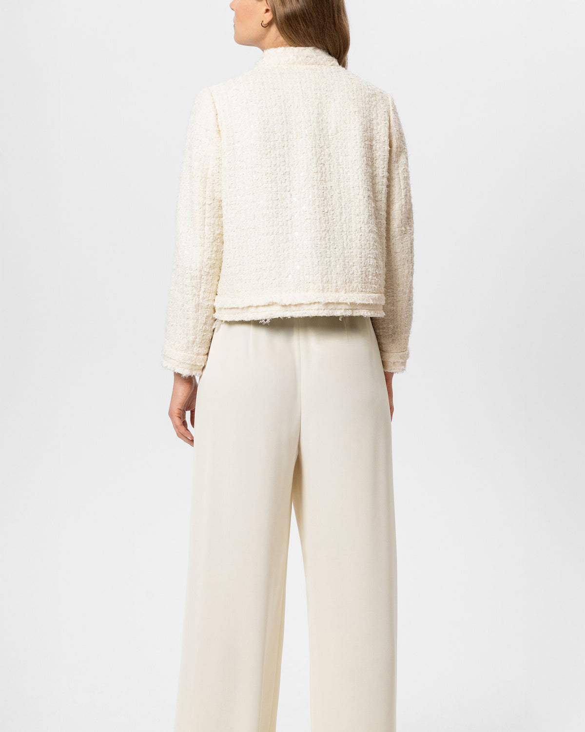 Sequin Tweed Jacket - Eggshell