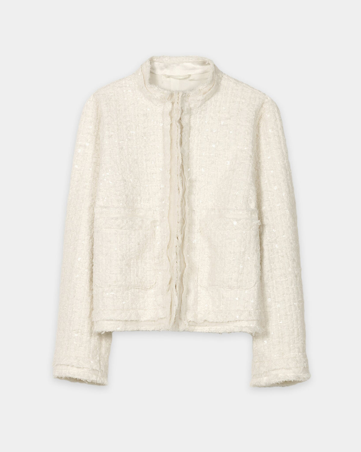 Sequin Tweed Jacket - Eggshell
