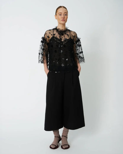 Sequins Mesh Blouse - Black
