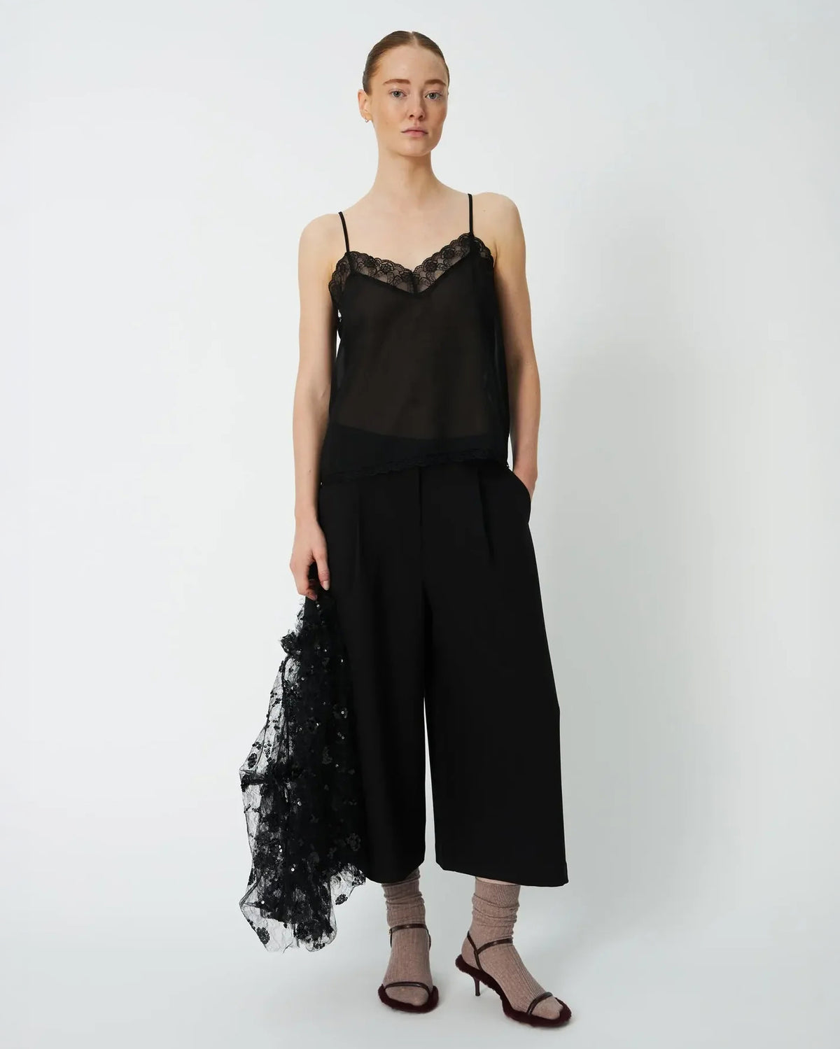Sequins Mesh Blouse - Black