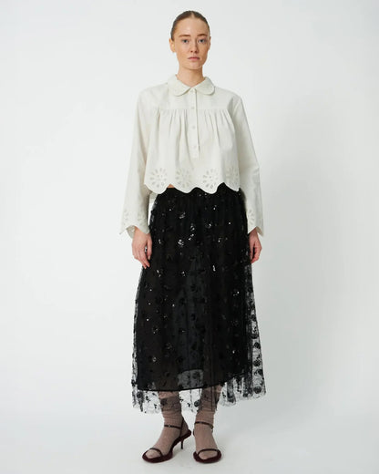Sequins Mesh Skirt - Black