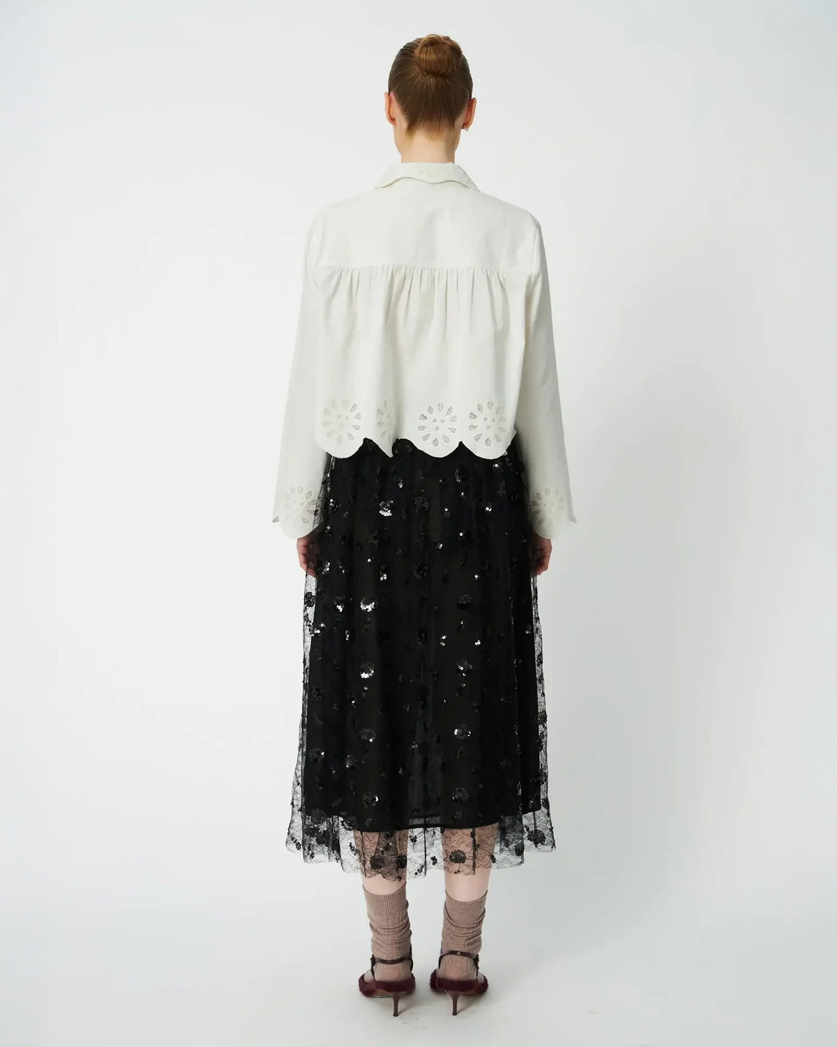 Sequins Mesh Skirt - Black